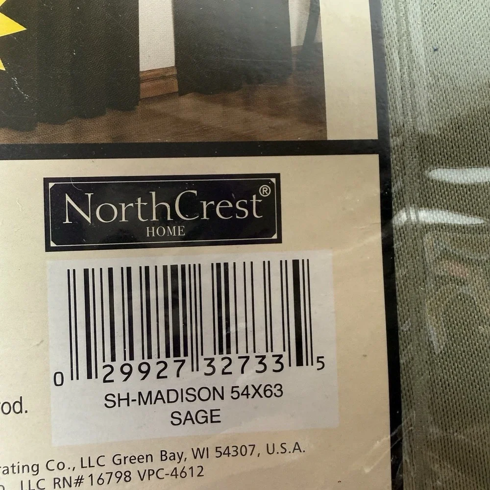 NorthCrest Home Madison SAGE Blackout Energy Saver Curtain Panels 54x63 Inches